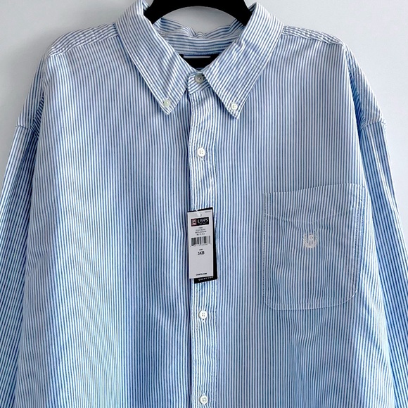 Chaps big & tall stripe cotton long sleeve button down shirt 3XB / 3TF - Picture 3 of 12